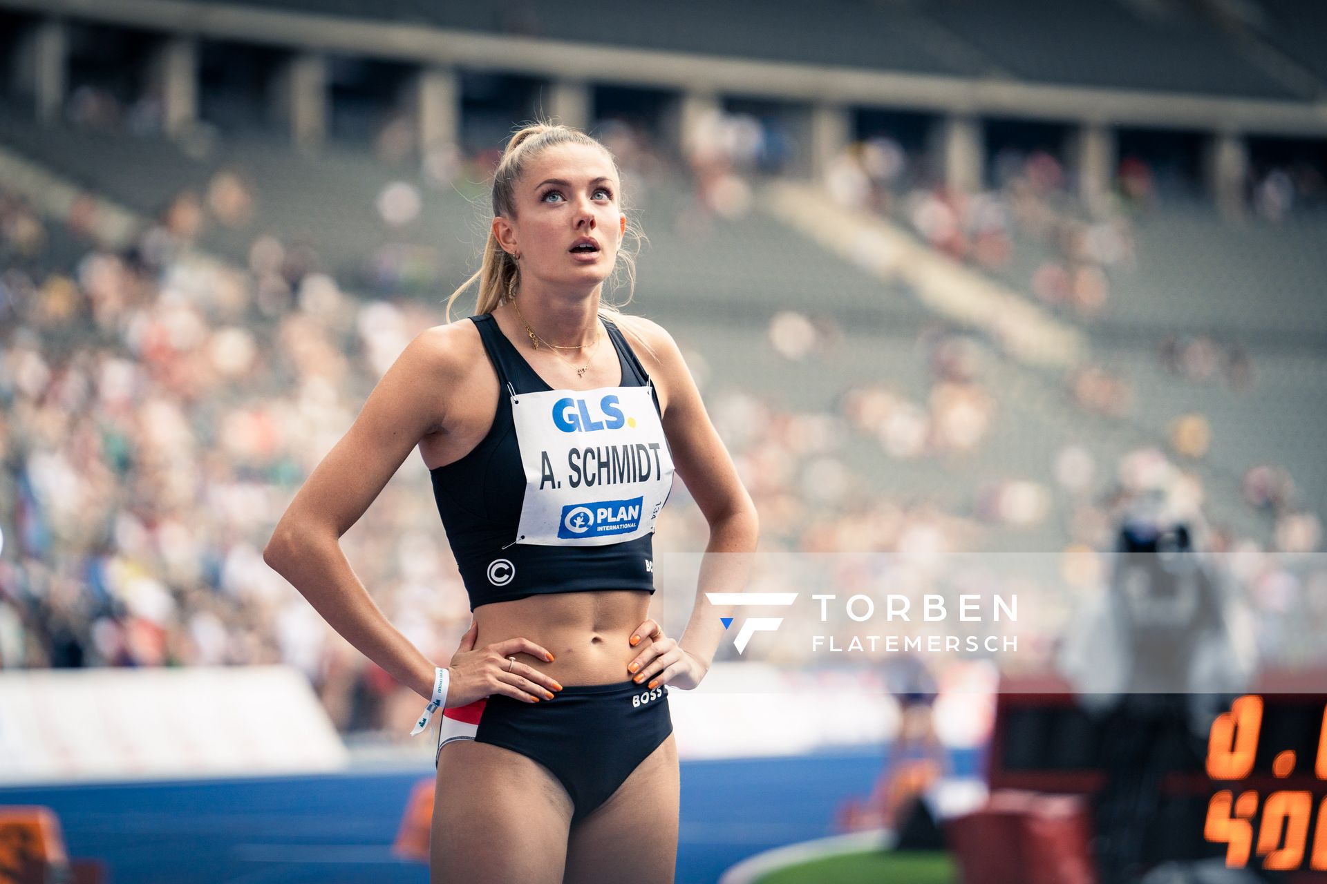 Alica Schmidt (SCC Berlin) waehrend der deutschen Leichtathletik-Meisterschaften im Olympiastadion am 25.06.2022 in Berlin